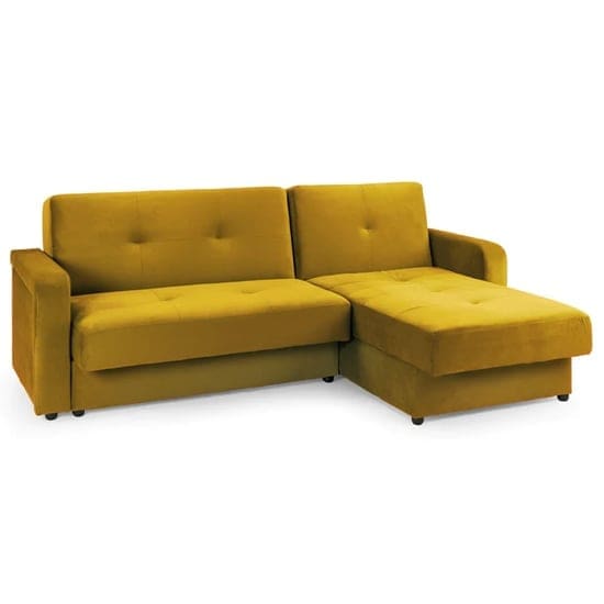 kassel universal plush velvet sofabed corner mustard