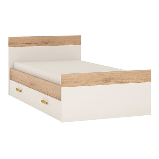 kepo wooden single bed drawer white high gloss oak