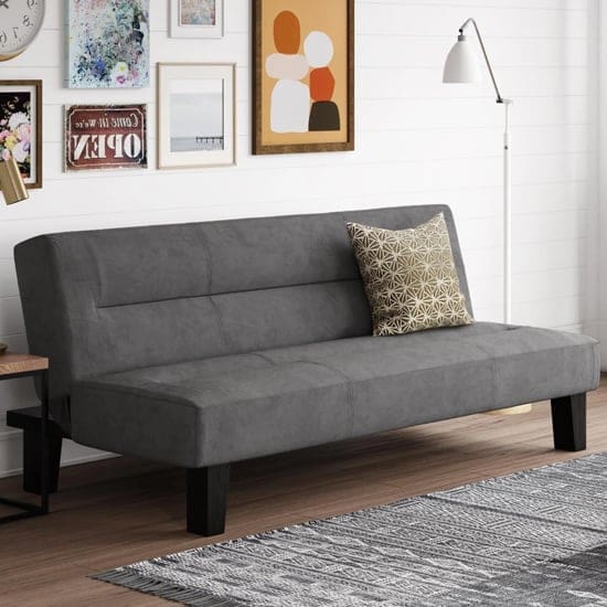 kubota velvet sofa bed wooden legs grey