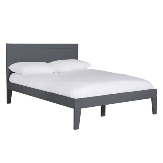 lanus wooden double bed dark grey