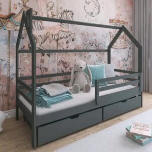 Leeds Storage Wooden Single Bed In Graphite