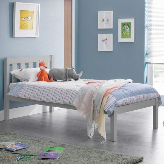 luna wooden single bed dove grey