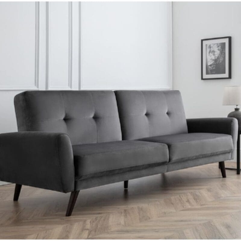 macia velvet sofa bed wooden legs grey 1