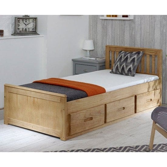 mission storage single bed waxed pine 3 drawers