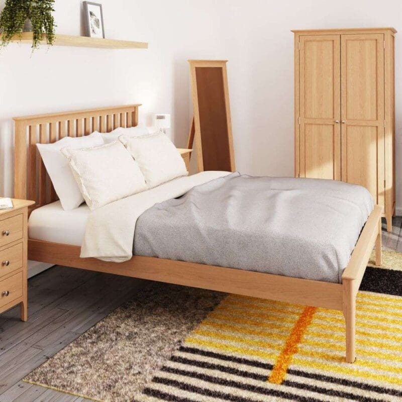 nassau wooden double bed natural oak