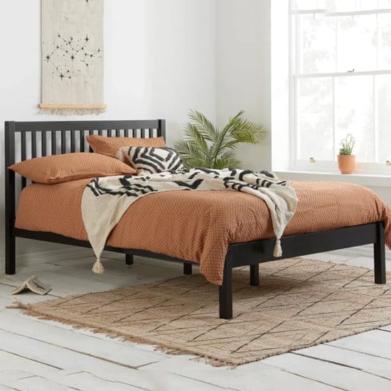 novo wooden single bed black