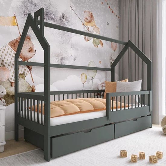 orem storage wooden single bed graphite