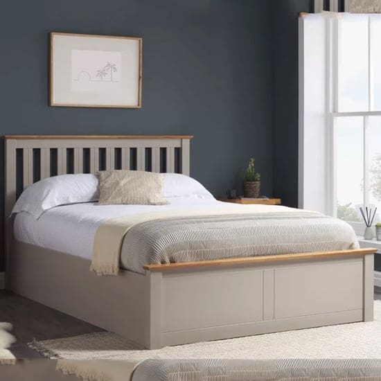 phoney rubberwood ottoman small double bed pearl grey