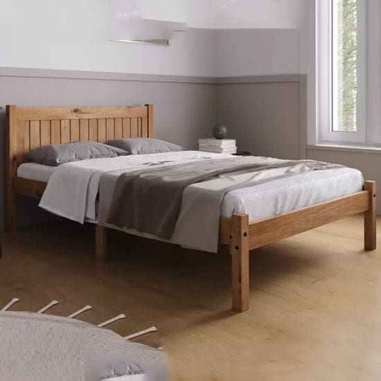 ria wooden double bed pine