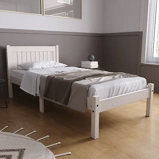 ria wooden single bed white