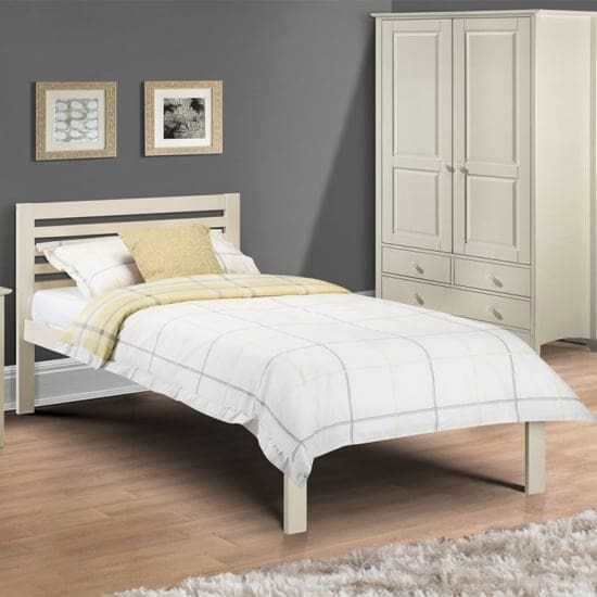 slocum wooden single bed stone white