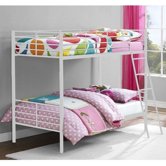 sturdy metal convertible sos bunk bed white