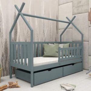 Suva Storage Wooden Single Bed In Grey With Foam Mattress