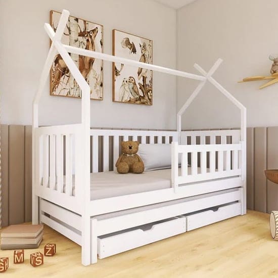 tartu trundle wooden single bed white