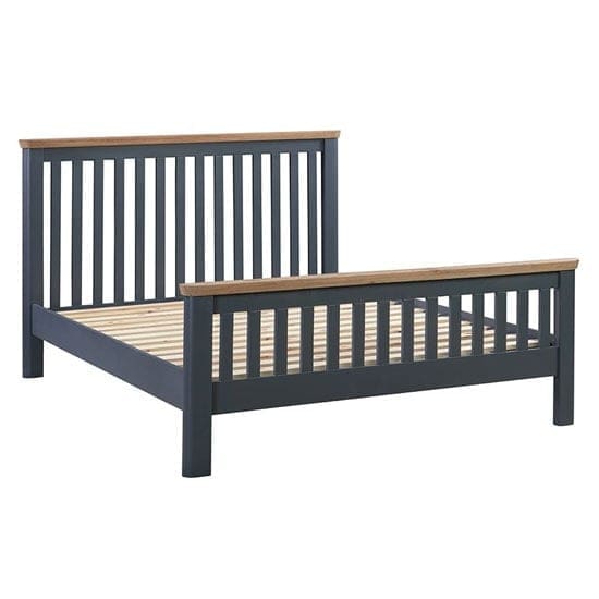 treviso wooden double bed midnight blue oak