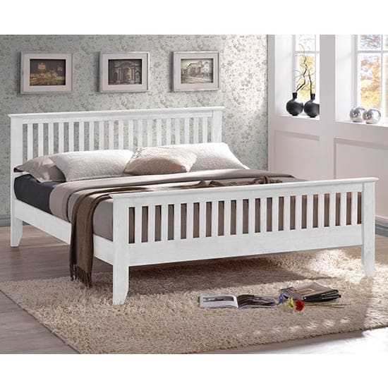 turin wooden double bed white