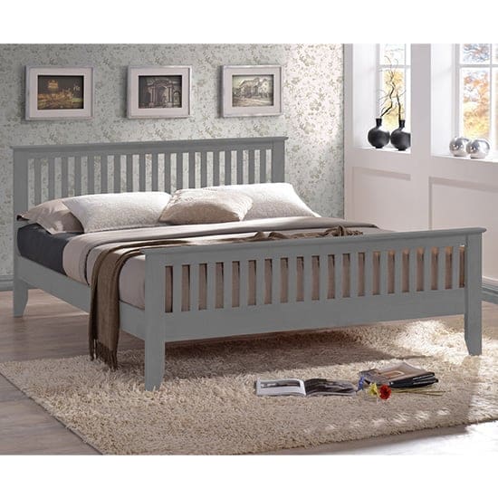 turin wooden single bed grey