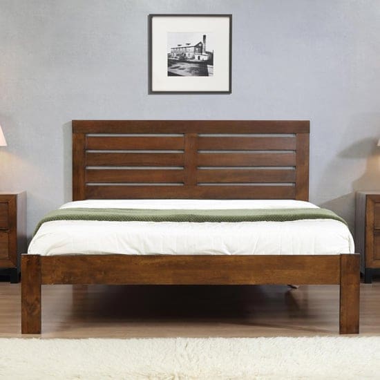 vulcan solid wooden double bed rustic oak