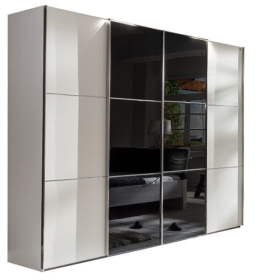 Escada Sliding Wardrobe Alpine White Black Glass