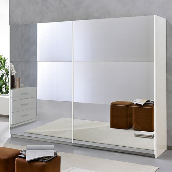 abby extra large 2 mirrored doors wooden wardrobe white