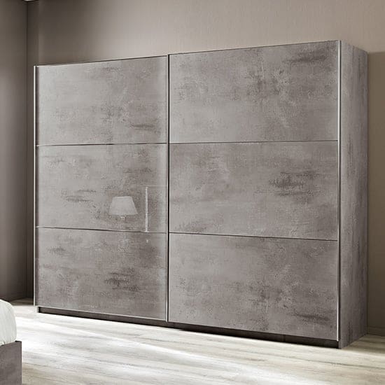 abby large sliding wardrobe grey marble effect gloss