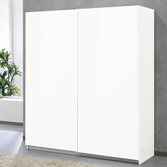 abby medium wooden sliding door wardrobe white