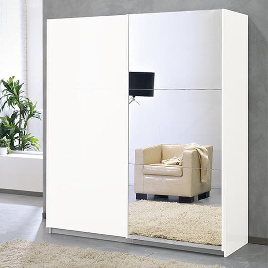 abby mirrored wooden sliding wardrobe white