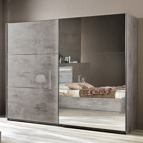 abby sliding door mirrored wardrobe grey marble effect gloss