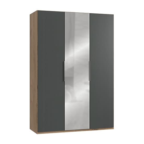 alkes mirrored wardrobe graphite planked oak 3 doors