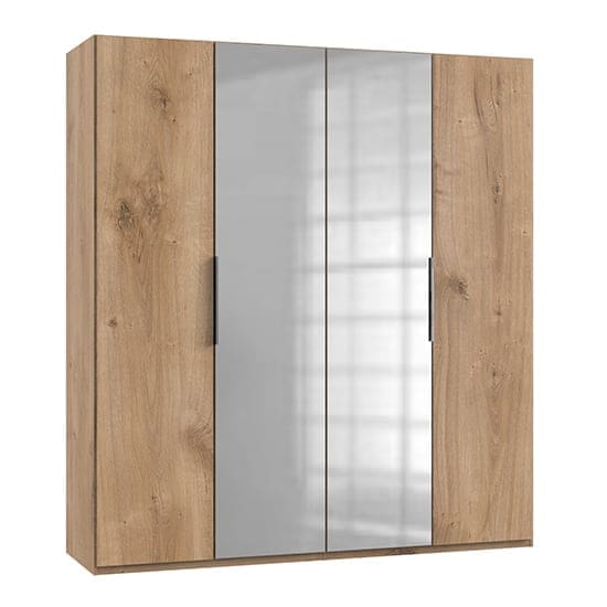 alkes mirrored wardrobe planked oak 4 doors