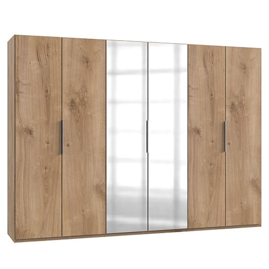 alkes mirrored wardrobe planked oak 6 doors