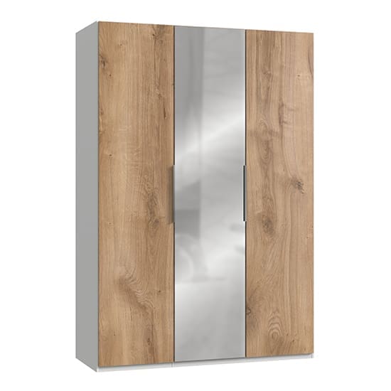 alkes mirrored wardrobe planked oak white 3 doors