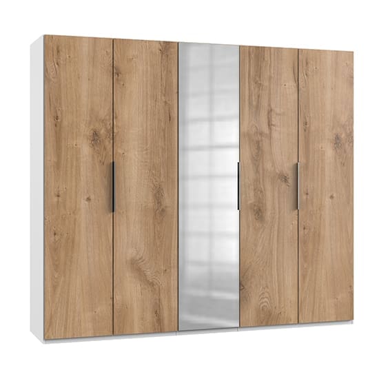 alkes mirrored wardrobe planked oak white 5 doors