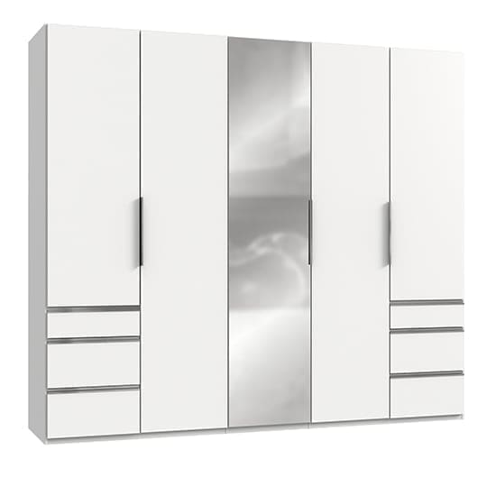 alkes mirrored wardrobe white 4 doors 6 drawers