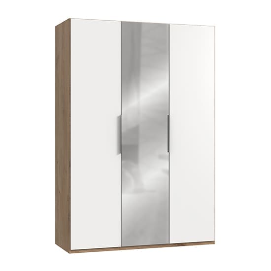 alkes mirrored wardrobe white planked oak 3 doors