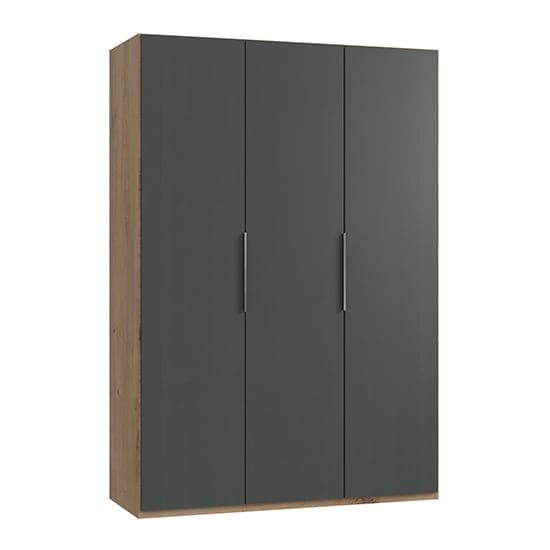 alkes wooden wardrobe graphite planked oak 3 doors