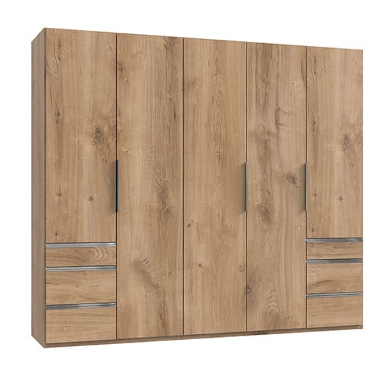 alkes wooden wardrobe planked oak 5 doors 6 drawers