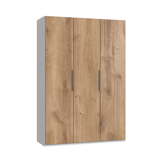 alkes wooden wardrobe planked oak white 3 doors