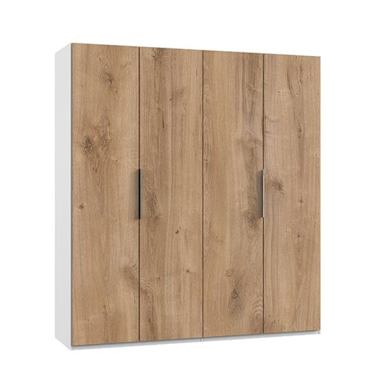 alkes wooden wardrobe planked oak white 4 doors