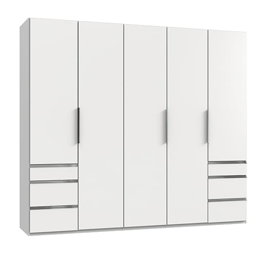 alkes wooden wardrobe white 5 doors 6 drawers