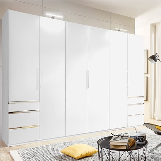 alkes wooden wardrobe white 6 doors 6 drawers