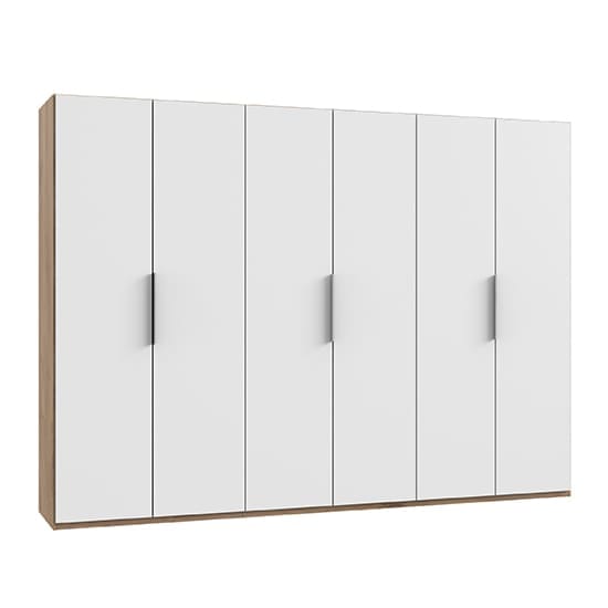 alkes wooden wardrobe white planked oak 6 doors