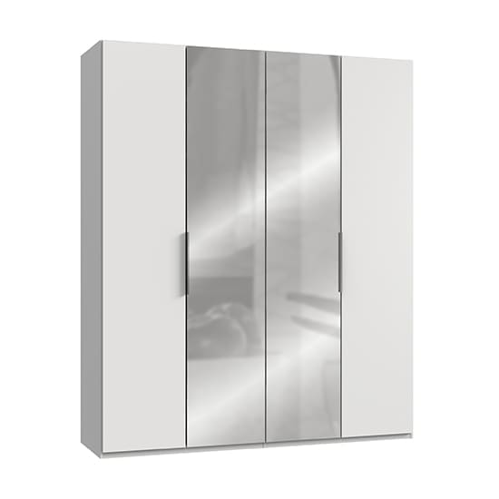 alkesia mirror wardrobe white 4 doors