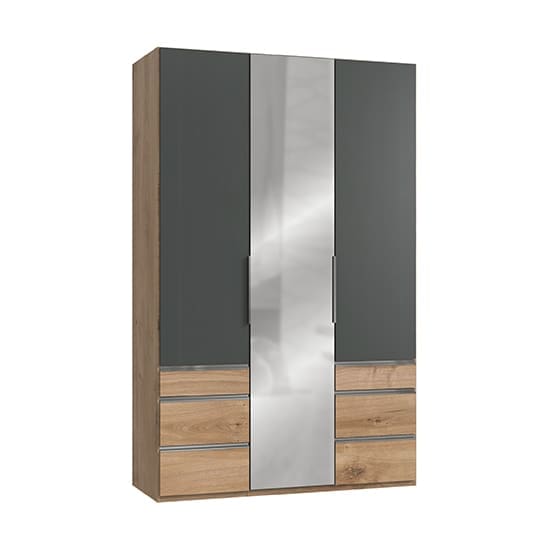 alkesia mirrored 3 door wardrobe graphite planked oak