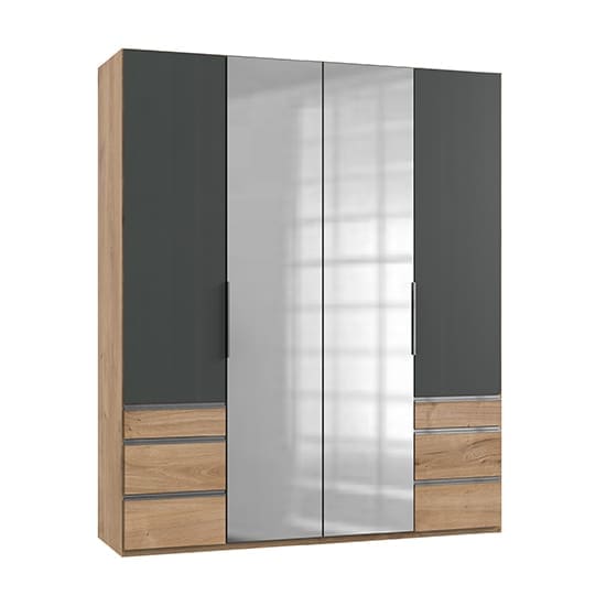 alkesia mirrored 4 door wardrobe graphite planked oak