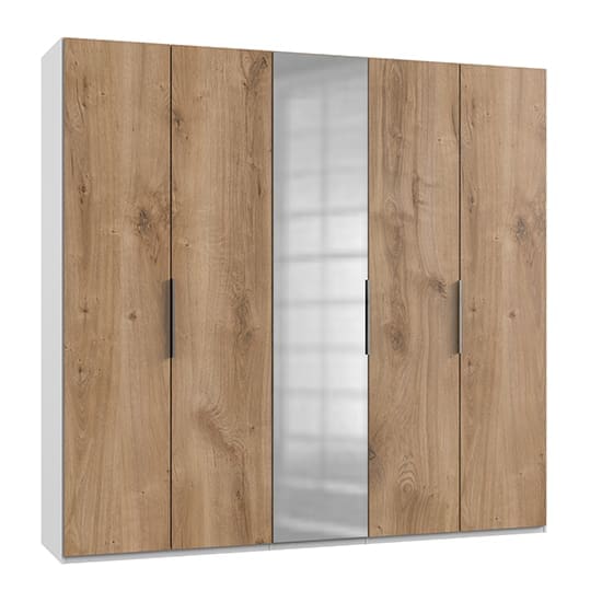 alkesia mirrored wardrobe planked oak white 5 doors