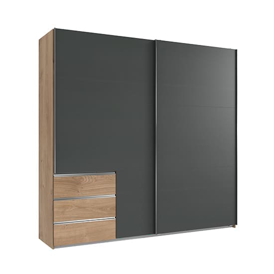 alkesia sliding door wood wide wardrobe graphite planked oak