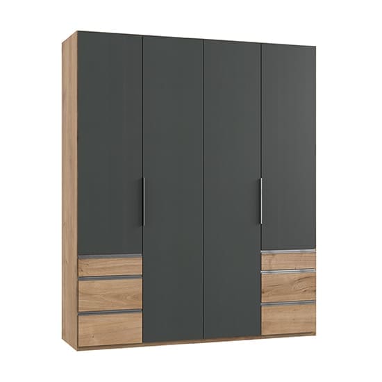 alkesia wooden 4 door wardrobe graphite planked oak