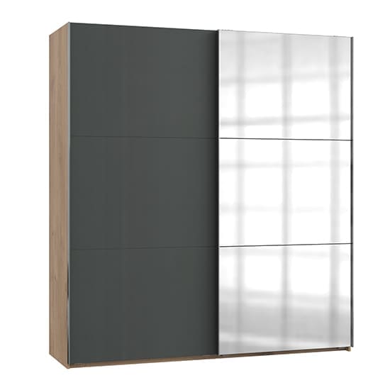 alkesu mirrored sliding door wardrobe graphite planked oak