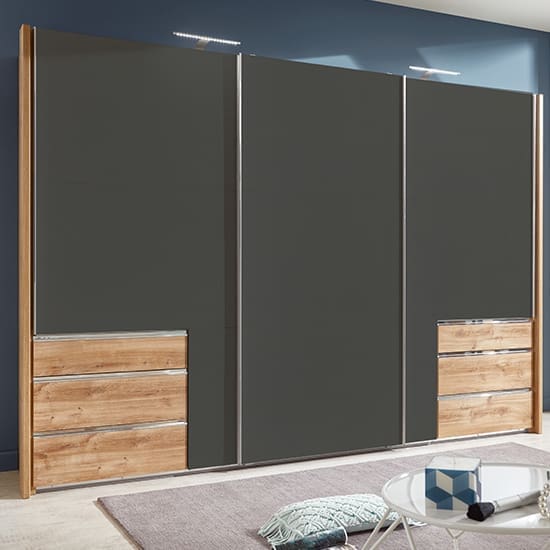 alkesu sliding wardrobe graphite planked oak 3 doors